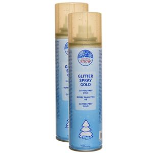 2x stuks decoratie sprays/glittersprays goud 100 ml