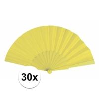 Spaanse Handwaaier - 30x stuks - geel - 23 x 43 cm - Verkoeling waaiers voor zomerse themperatuur