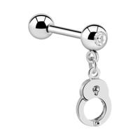 Jeweled Barbell with Charm Chirurgisch staal 316L / Belegde messing Barbells - thumbnail