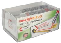 Pentel whiteboardmarker Maxiflo set van 4 stuks: blauw, rood, groen en zwart + magnetische bordwisser