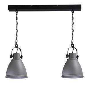 Masterlight Stoere eettafel hanglamp Industria 2x27 Bow 2-lichts zwart met betongrijs 2007-00-00-B-70-2