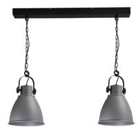 Masterlight Stoere eettafel hanglamp Industria 2x27 Bow 2-lichts zwart met betongrijs 2007-00-00-B-70-2 - thumbnail