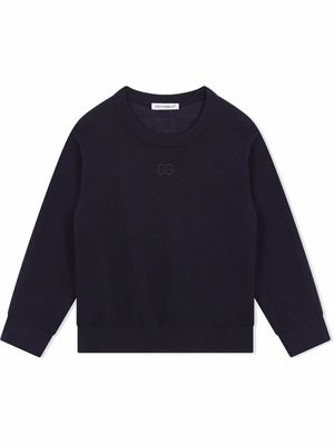 Dolce & Gabbana Kids pull en cachemire à logo DG - Bleu