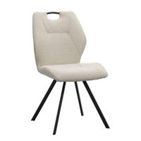 Leen Bakker - Eetkamerstoel Jesse - Bouclé - Zand - Stof - Beige - 63x52x93 Cm