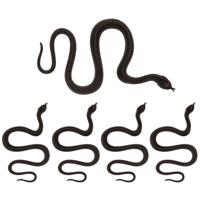 Amscan nep slangen 35 cm - 5x stuks - zwart - Horror/griezel thema decoratie dieren - Feestdecoratievoorwerp