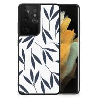 Samsung Galaxy S21 Ultra Bloemen Hoesje Leaves Blue