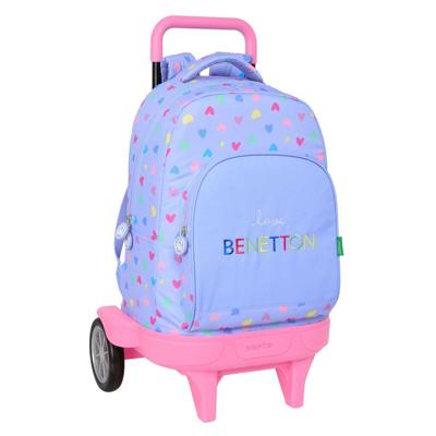 Schoolrugzak met Wielen Benetton Lila Lila 33 x 45 x 22 cm