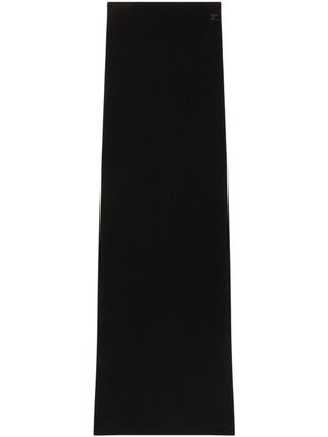 Courrèges jupe tube en maille nervurée à coupe longue - Noir
