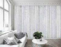 Vlies fotobehang Wit houten muur - thumbnail