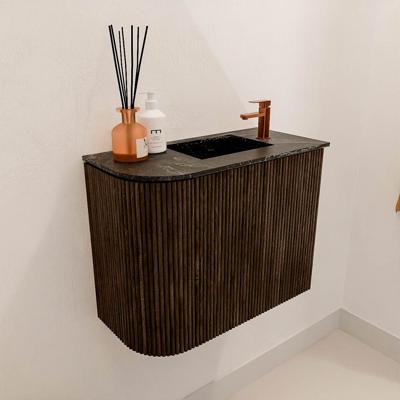 Toiletmeubel Mondiaz Joya Dlux | 51.6 cm | Meubelkleur Walnut | Faye wastafel Lava Wasbak Rechts | 1 kraangat