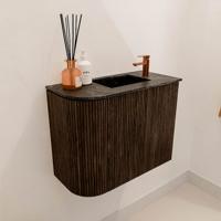 Toiletmeubel Mondiaz Joya Dlux | 51.6 cm | Meubelkleur Walnut | Faye wastafel Lava Wasbak Rechts | 1 kraangat