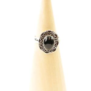 Zilveren Dakini Ring Mt. 9/60 met Zwarte Onyx Steen