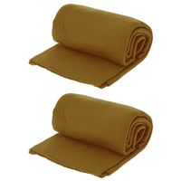 3x stuks polyester fleece dekens/dekentjes 130 x 160 cm in kleur nature herfstbruin