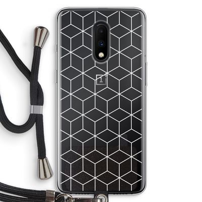 Zwart-witte kubussen: OnePlus 7 Transparant Hoesje met koord