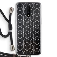 Zwart-witte kubussen: OnePlus 7 Transparant Hoesje met koord