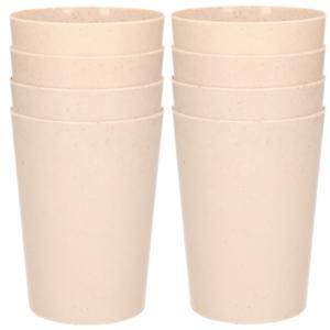 Drinkbekers van afbreekbaar bio plastic - 8x stuks - 290 ml - beige - Limonade bekers