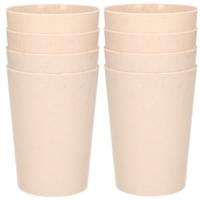 Drinkbekers van afbreekbaar bio plastic - 8x stuks - 290 ml - beige - Limonade bekers