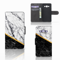Samsung Galaxy A3 2015 Bookcase Marmer Wit Zwart - Origineel Cadeau Man - thumbnail