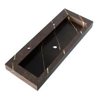 Brauer Coral Wastafel - 120 cm - met 1 Spoelbak en 2 Kraangaten - Marmerlook Copper Brown