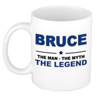 Bruce cadeau mok - man myth legend - naam koffiemok / beker - wit en blauw - 300 ml