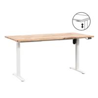 Leen Bakker - Bureau Homeworx Zit/sta Elektrisch Verstelbaar - Mangohout/wit - 75/118x160x80 Cm - Hout/Mangohout - Bruin