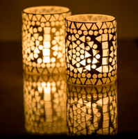 Waxinehouder mozaiek cilinder - Cantara - wit