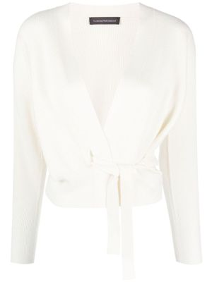 Lorena Antoniazzi cardigan en cachemire à taille nouée - Blanc
