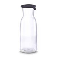 Zeller glazen karaffen - met siliconen deksel - 700 ml - waterkaraf - D8 x H21 cm - karaf