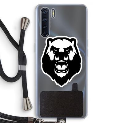 Angry Bear (white): Oppo A91 Transparant Hoesje met koord
