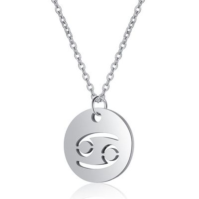 Sterrenbeeld Kreeft Dames Ketting Zilverkleurig Ronde Hanger