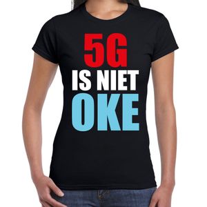 5G is niet oke demonstratie / protest t-shirt zwart voor dames