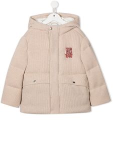 Brunello Cucinelli Kids veste matelassée en maille fine à logo - Tons neutres