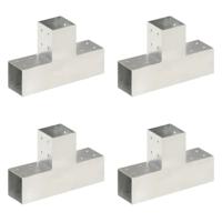 VidaXL Paalverbindingen 4 st t-vorm 81x81 mm gegalvaniseerd metaal