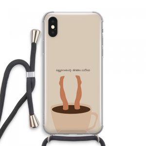 Aggressively drinks coffee: iPhone XS Max Transparant Hoesje met koord