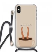 Aggressively drinks coffee: iPhone XS Max Transparant Hoesje met koord