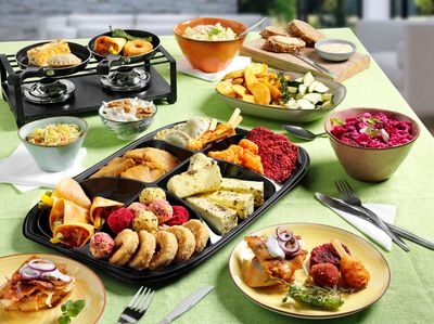 Vegetarische Gourmet Combi Met Elektrische Plaat en toebehoren Vegetarische Gourmet Combi Met Elektrische Plaat en toebehoren