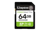 Kingston Technology 64GB SDXC Canvas Select Plus Gen3 100MB/s C10 UHS-I U1 V10 - thumbnail