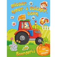 Glitter-, kleur- & stickerboek boerderij