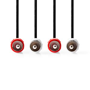 Nedis Stereo-Audiokabel | 2x RCA Male | 2x RCA Male | Vernikkeld | 10.0 m | Rond | Rood / Wit | Label - CAGL24200BK100