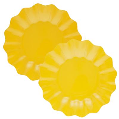 Feestbordjes met schulprand - 16x - geel - rond - karton - 27cm