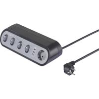 Sygonix SY-6901966 Bureaustekkerdoos 5-voudig Zwart, Grijs Randaarde stekker 1 stuk(s)