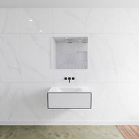 MONDIAZ LAGOM 80 badmeubel solid surface urban 1 lade CLOUD midden 0 kraangaten - thumbnail