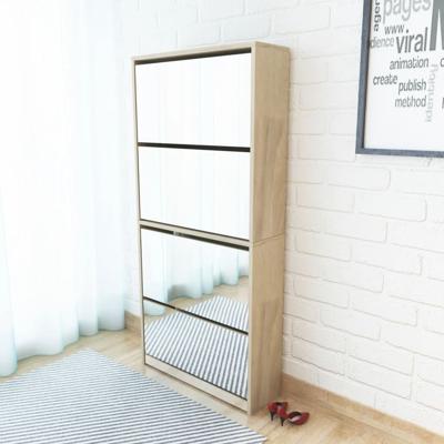 Schoenenkast met 4 spiegels 63x17x134 cm eikenhout