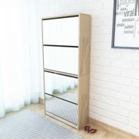 Schoenenkast met 4 spiegels 63x17x134 cm eikenhout