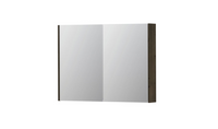 INK SPK2 spiegelkast met 2 dubbelzijdige spiegeldeuren, 4 verstelbare glazen planchetten, stopcontact en schakelaar 100 x 14 x 73 cm, fineer charcoal - thumbnail