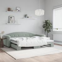 Slaapbank met onderschuifbed 90x200 cm fluweel lichtgrijs
