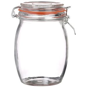 Voorraadpot/bewaarpot - 1L - glas - met beugelsluiting - D10 x H17 cm