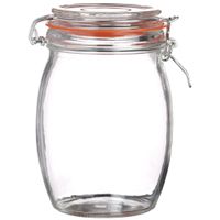 Voorraadpot/bewaarpot - 1L - glas - met beugelsluiting - D10 x H17 cm