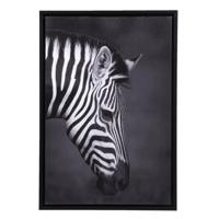 Leen Bakker - Schilderij Zebra - 64x44 Cm - Canvas - Zwart