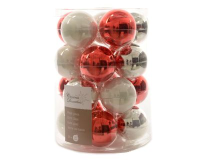 Kerstbal glas rood-witte mix 60mm assortie - Ksd